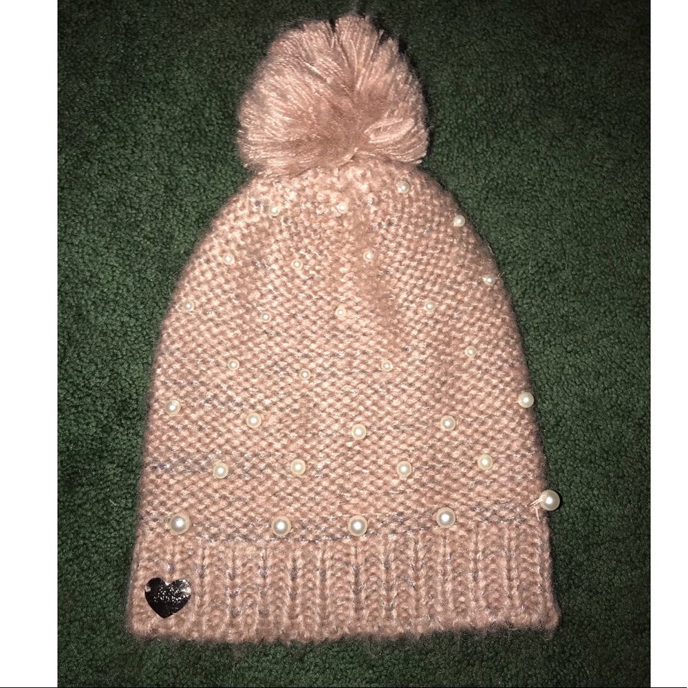 BETSEY JOHNSON PINK PEARLED BEANIE!!!